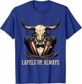Lapels Up Always Tuxedo Graphic Design T-Shirt - Royal Blue
