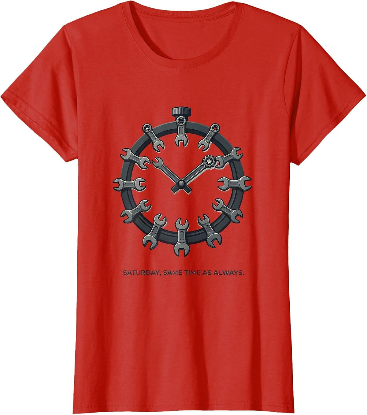 Women's Saturday, Same Time As Always Vintage Muscle Car Racing T-Shirt - Red