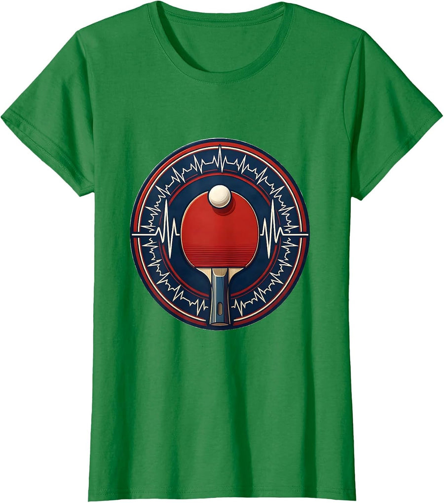 Women's Symmetrical Crest Racket Sport Player Gift T-Shirt - Kelly Green