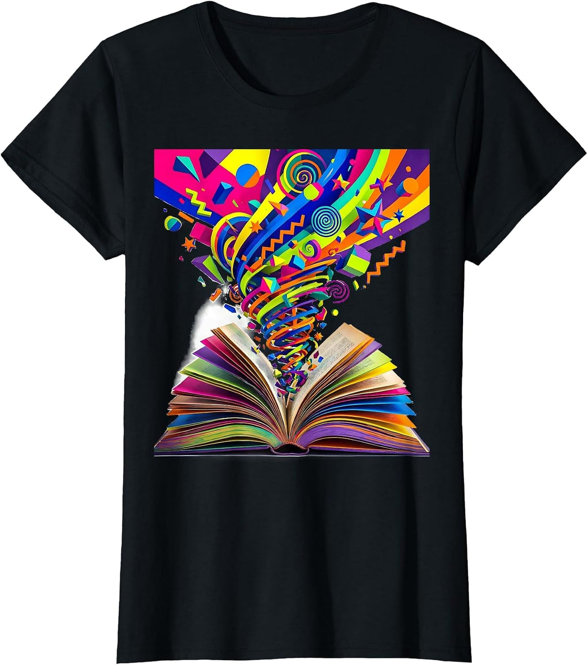 Dyslexia Awareness Open Book Floating Letters T-Shirt - Black