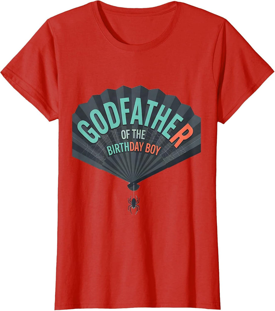 Women's Godfather Of The Birthday Boy Funny Spider Web Family T-Shirt - Red