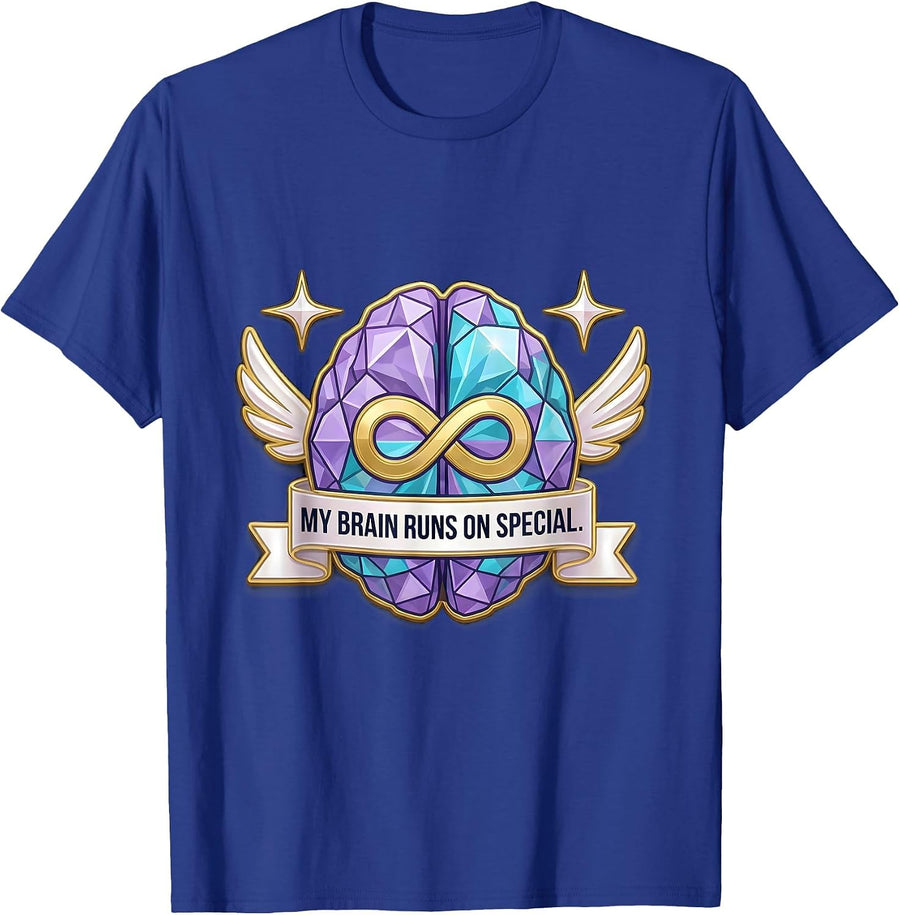 My Brain Runs On Special Autism Awareness Design T-Shirt - Royal Blue