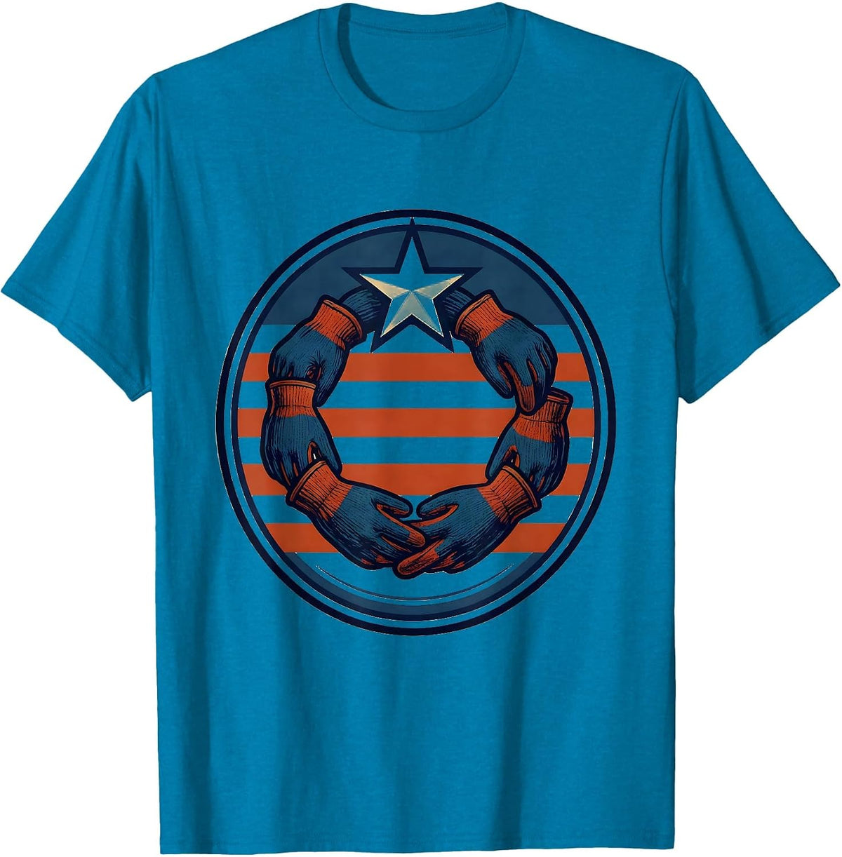 Sealed Glove Chain Patriotic Labor Day Tribute T-Shirt - Sapphire Blue