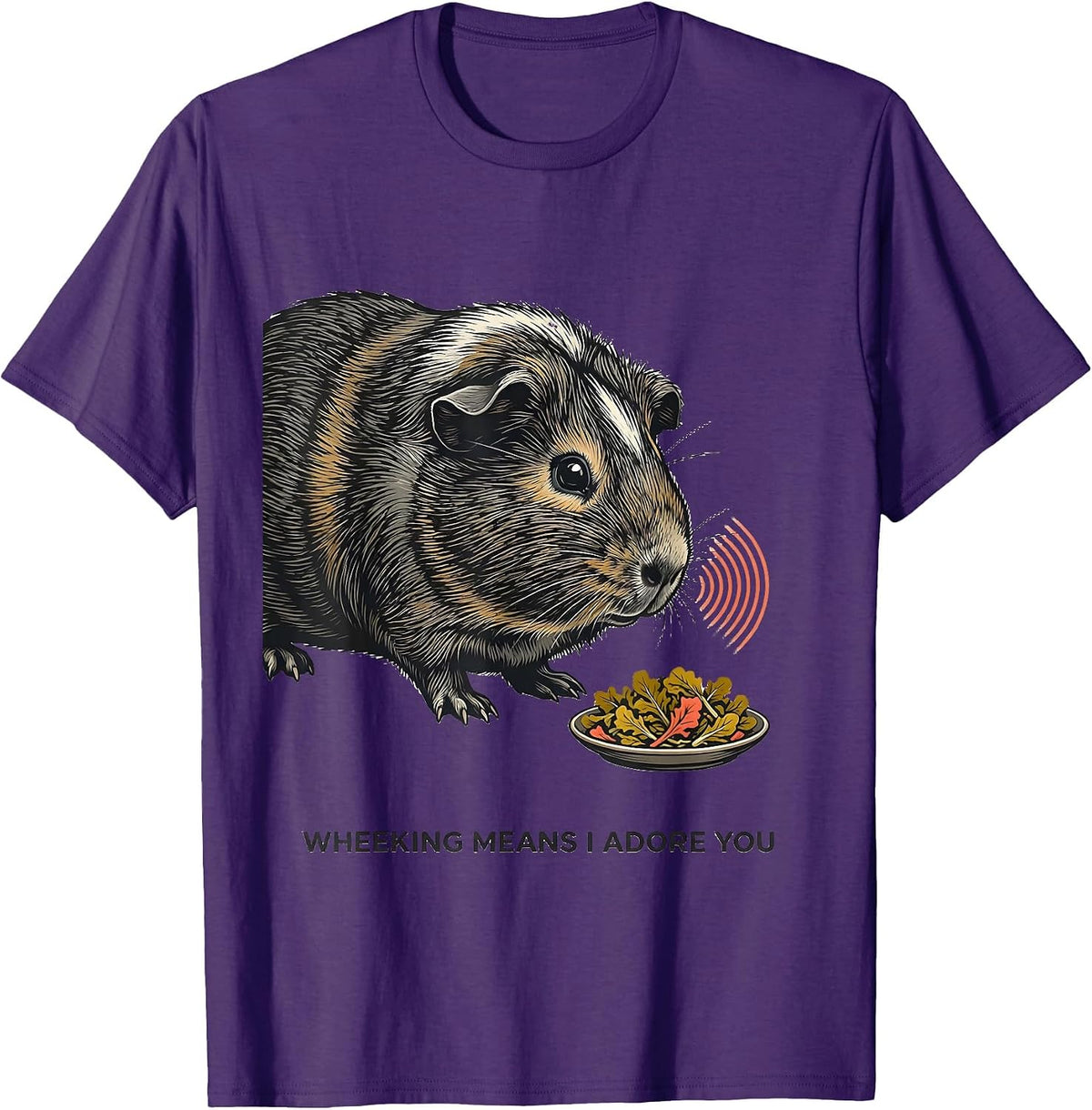 Wheeking Means I Adore You Funny Guinea Pig Lover Cavy Owner T-Shirt - Purple
