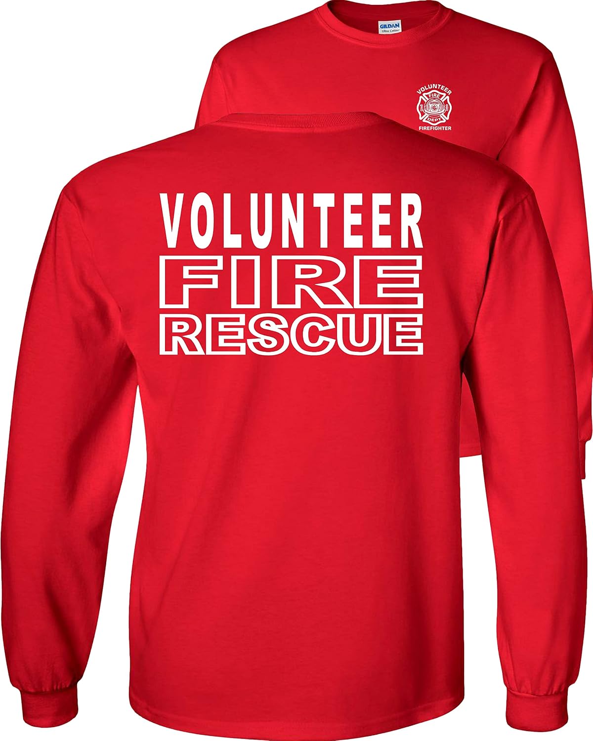Volunteer Fire Rescue Long Sleeve Shirt Firefighter VFD - Red