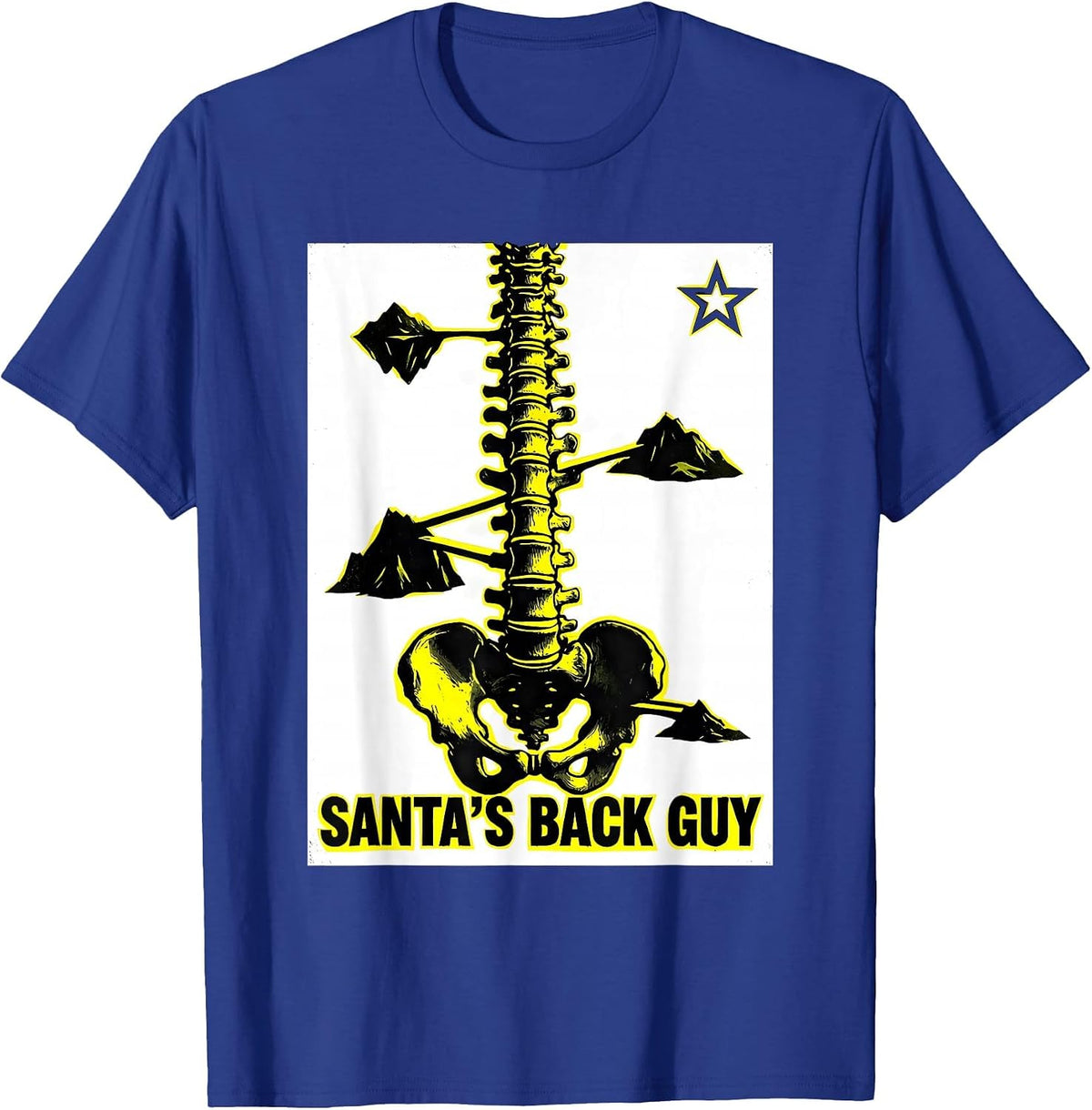 Santa's Back Guy Funny Chiropractor Spine Pun Christmas T-Shirt - Royal Blue