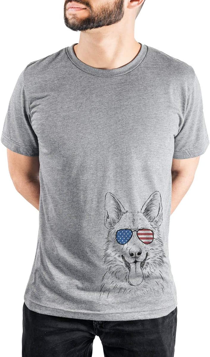 Patriotic Grace the German Shepherd Dog Triblend T-Shirt - Unisex Grey Crew Neck