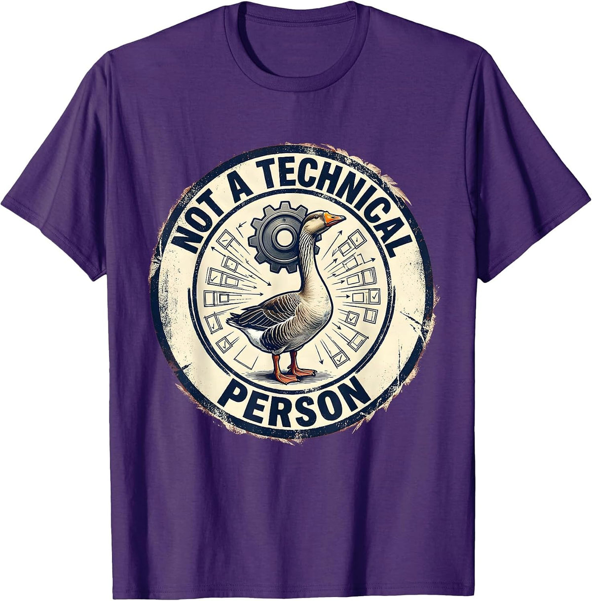 Not A Technical Person Funny Silly Goose Meme Animal Lover T-Shirt - Purple