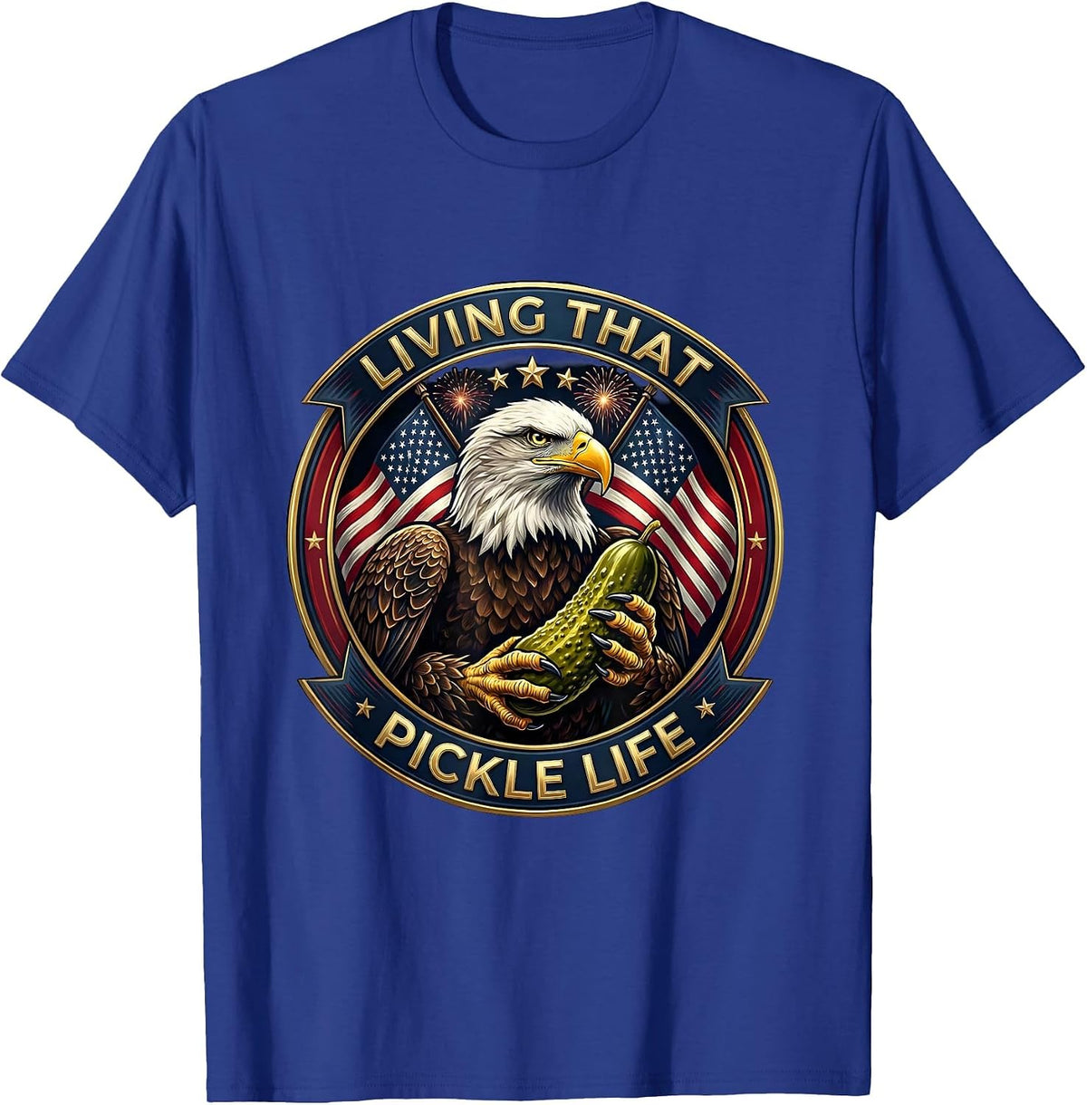 Men's Living That Pickle Life Funny Pickle Design T-Shirt - Royal Blue
