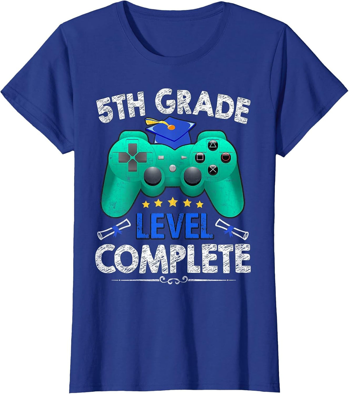 5th Grade Level Complete Tee Gamer Class of 2025 Graduation T-Shirt - Royal Blue