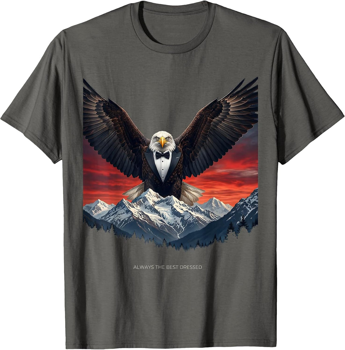 Always the Best Dressed Tuxedo Graphic Design T-Shirt - Asphalt Grey