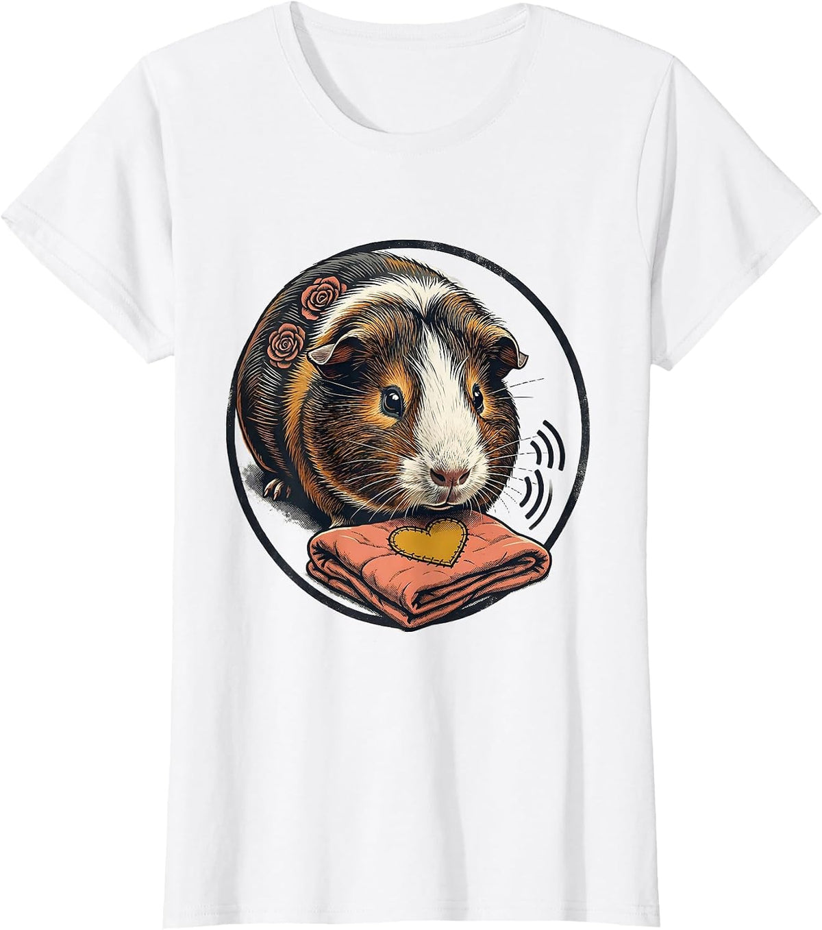 Women's Guinea Pig Rosette Lap Blanket Cavy Lover Screenprint Poster T-Shirt - White