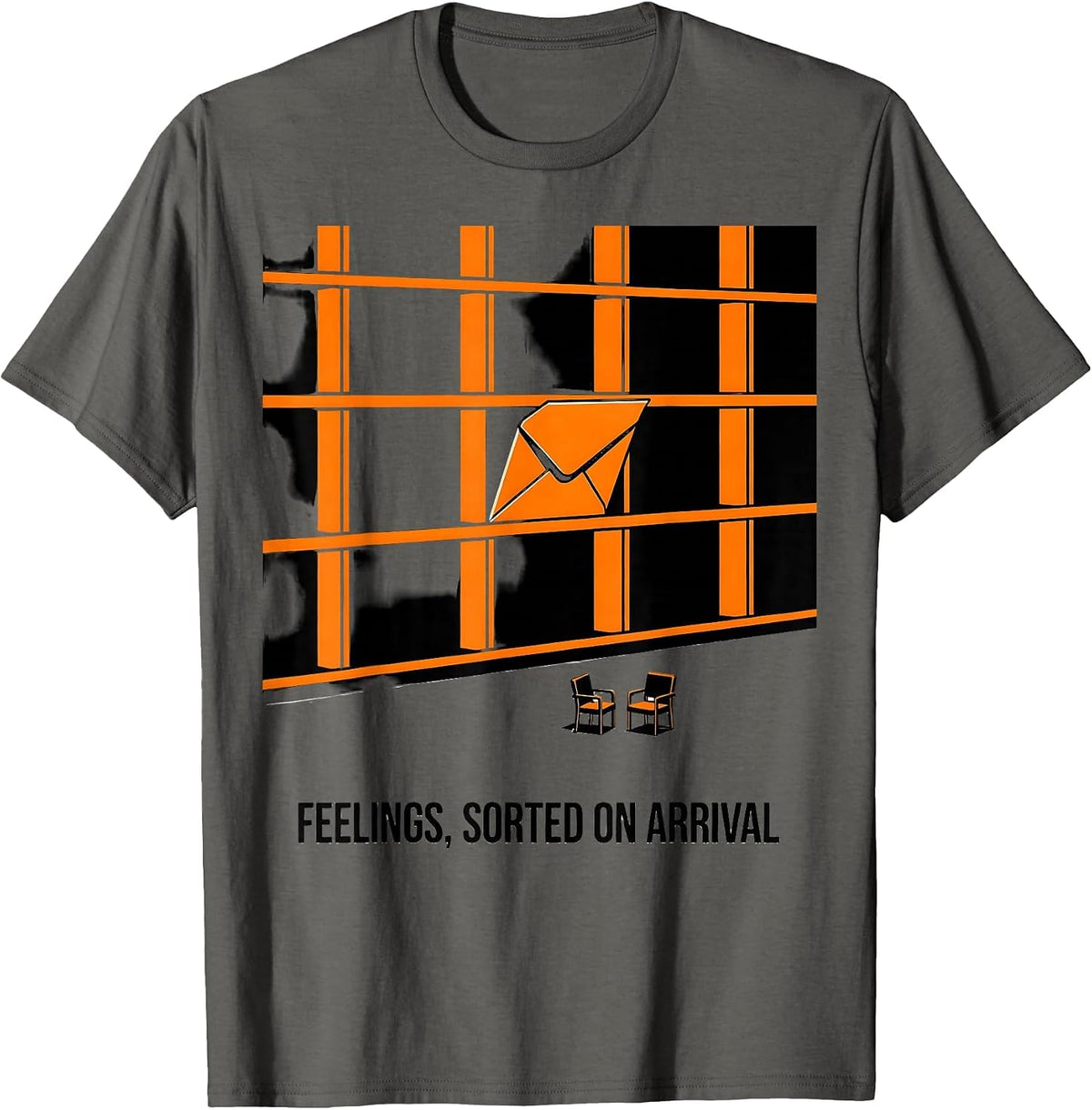 Men's Feelings Sorted On Arrival Groovy Retro School Counselor T-Shirt - Asphalt Grey