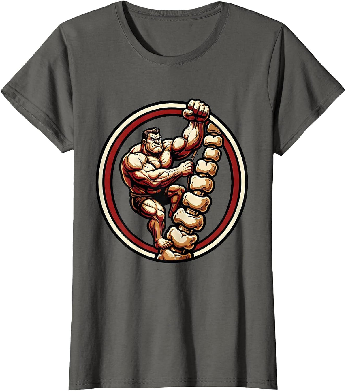 Women's Physical Therapy Vertebrae Ladder Climber Design T-Shirt - Asphalt Grey