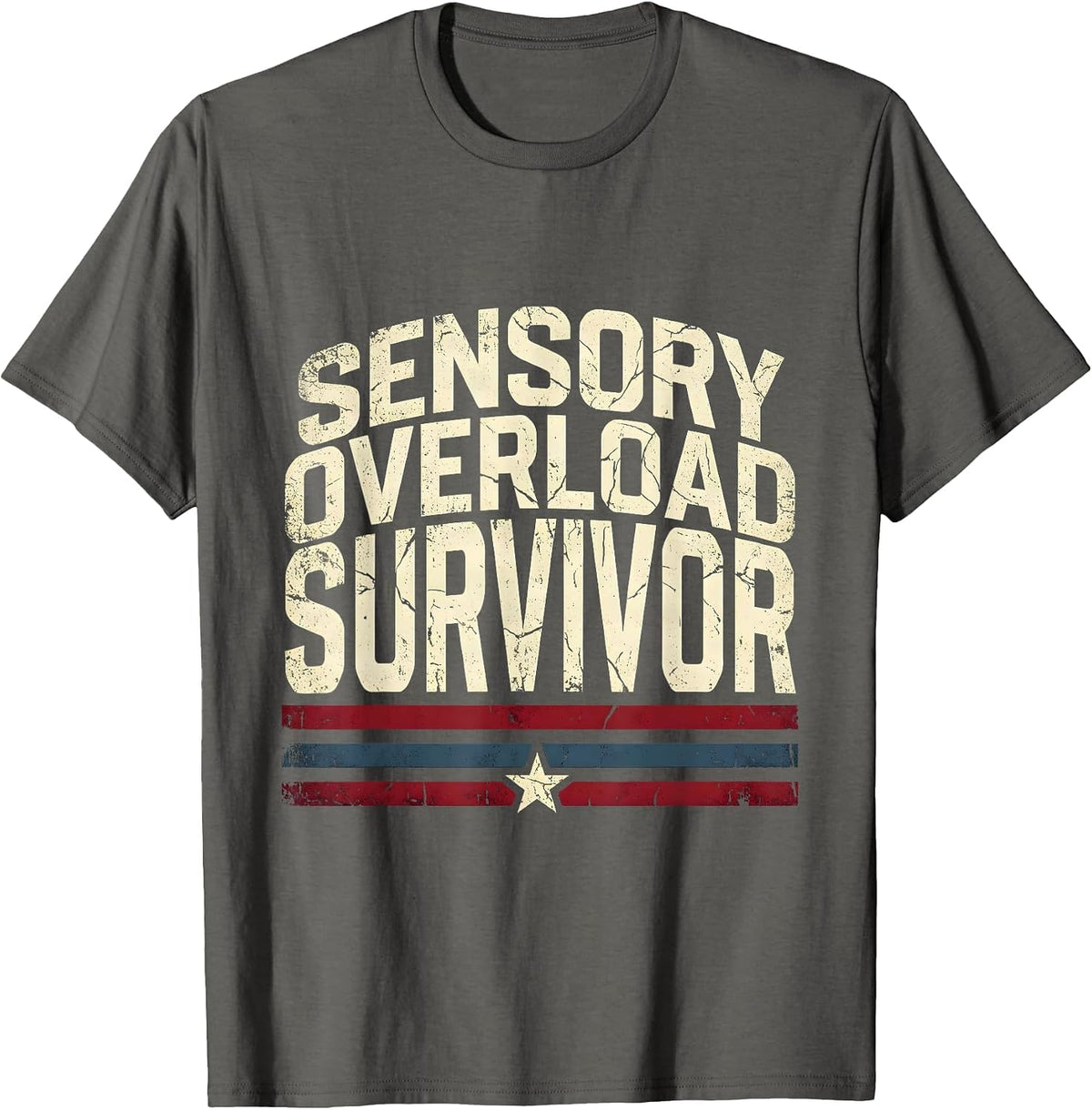 Sensory Overload Survivor Autism Awareness Design T-Shirt - Asphalt Grey