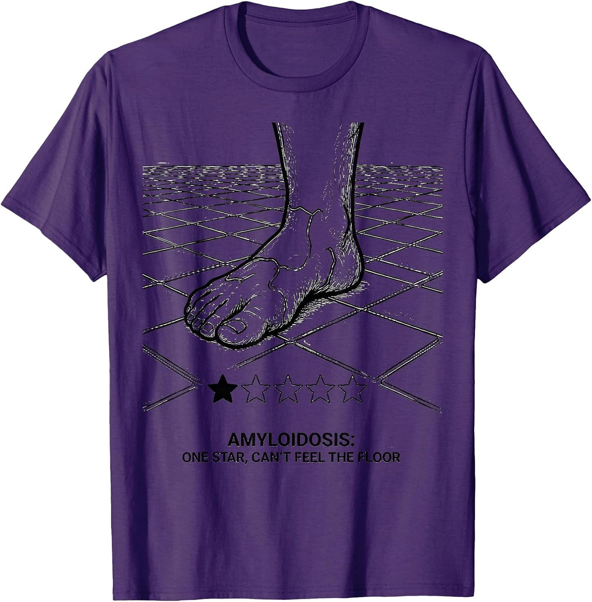 Men's Amyloidosis: One Star, Can't Feel the Floor Warrior T-Shirt - Purple