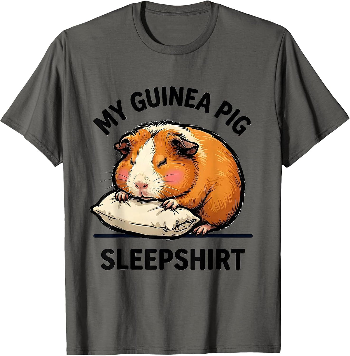 My Guinea Pig Sleepshirt Cute Animal Lover Pajama T-Shirt - Asphalt Grey
