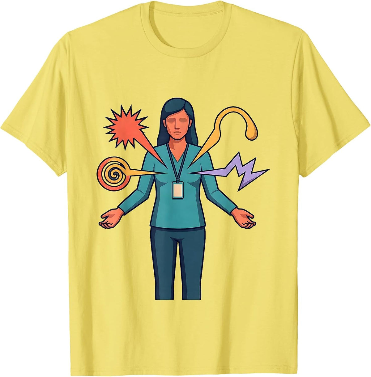 Men's Calm School Counselor Hub Pattern Appreciation Gift T-Shirt - Lemon Yellow