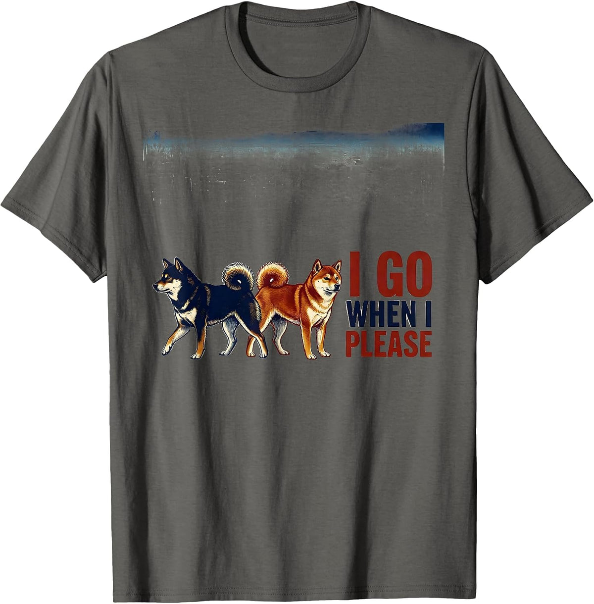 I Go When I Please Ukiyo-e Shiba Inu Dog Lover Gift T-Shirt - Asphalt Grey