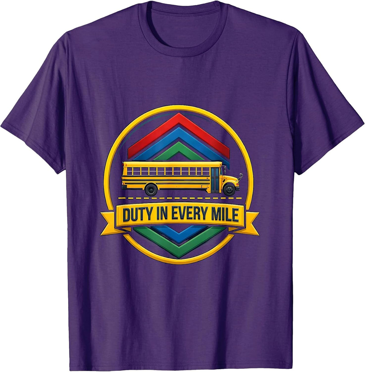 Duty In Every Mile School Bus Driver Appreciation Retro T-Shirt - Purple