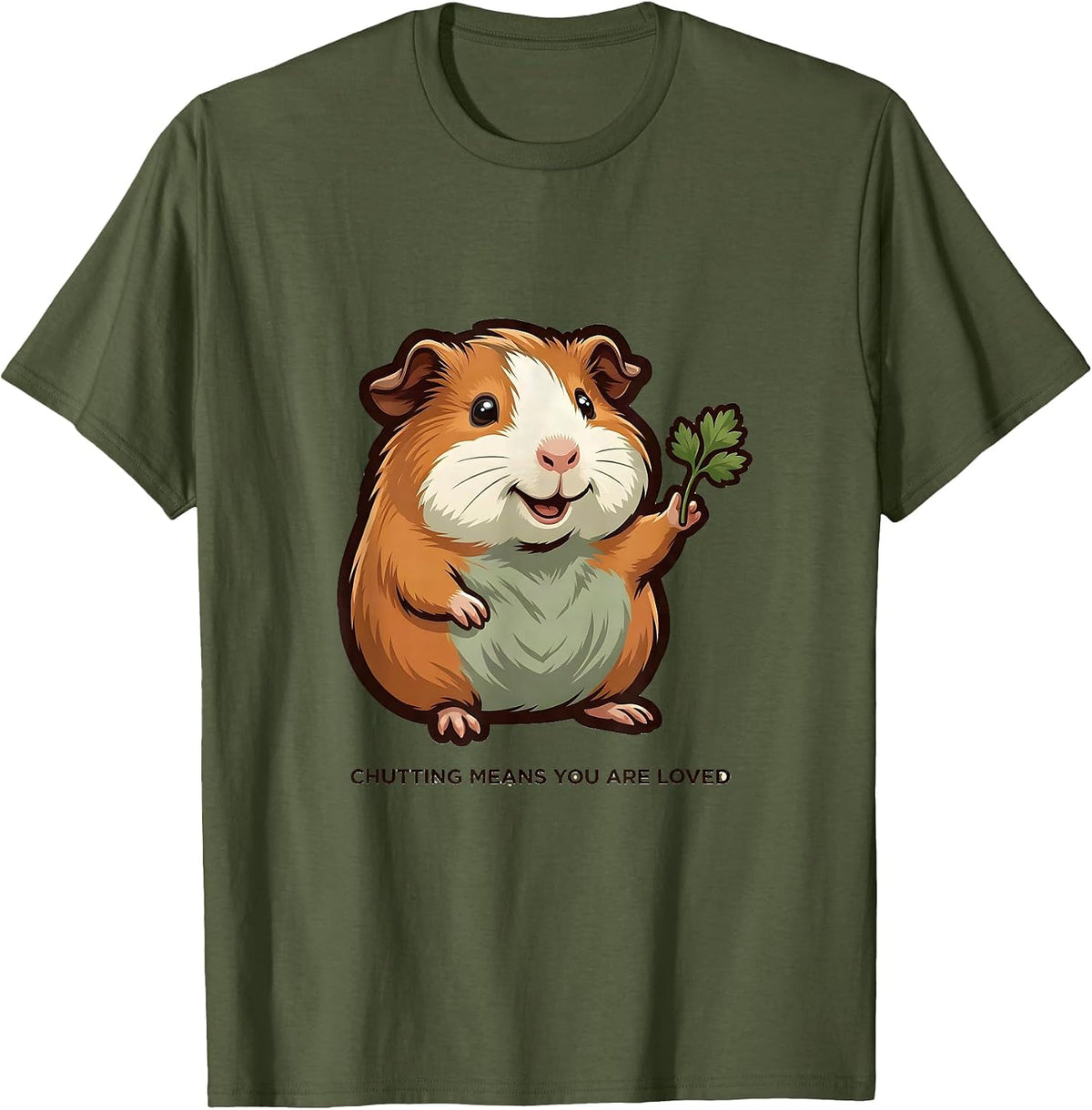 Men's Chutting Means You Are Loved Funny Guinea Pig Lover Cavy T-Shirt - Olive Green