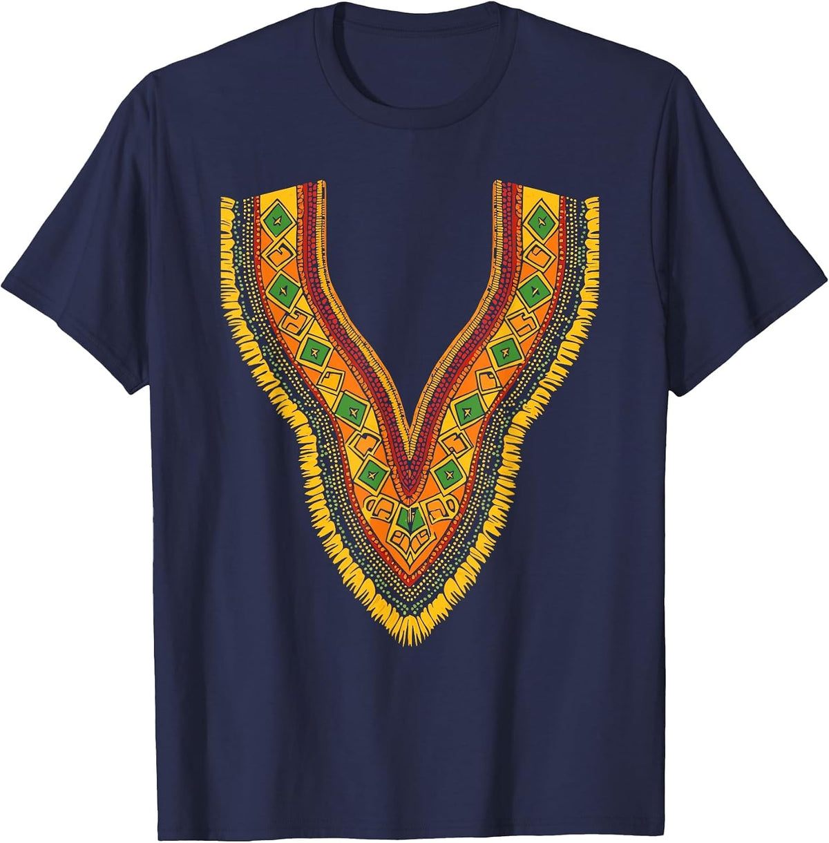 African Print Dashiki Kente Art Men Boys Black History Month T-Shirt - Navy Blue