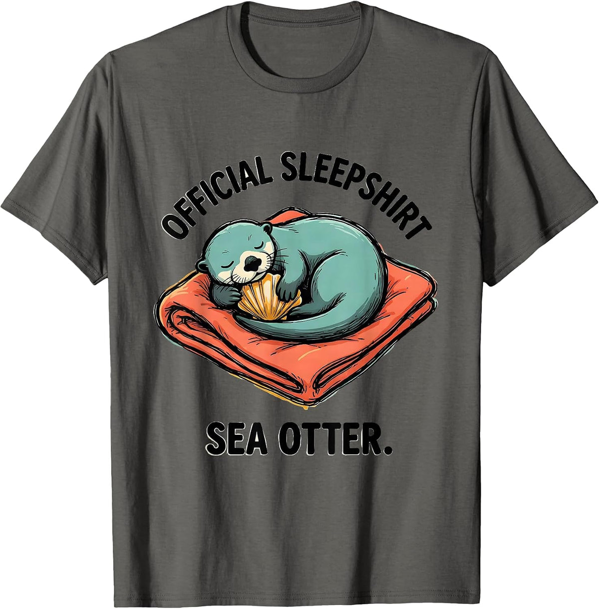 Official Sleepshirt Sea Otter Cute Animal Lovers Pajama T-Shirt - Asphalt Grey