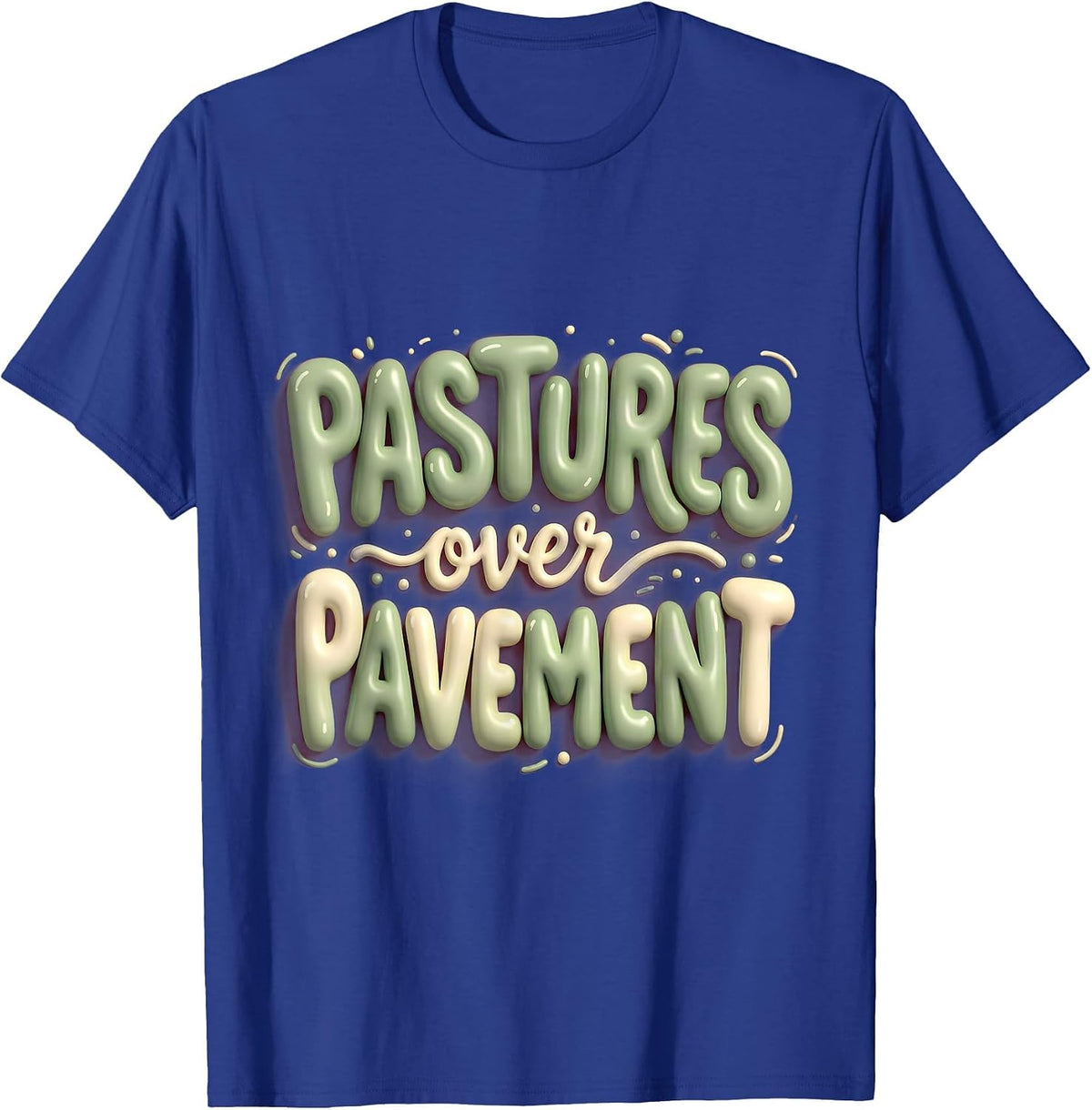 Pastures Over Pavement Country Life Design T-Shirt - Royal Blue