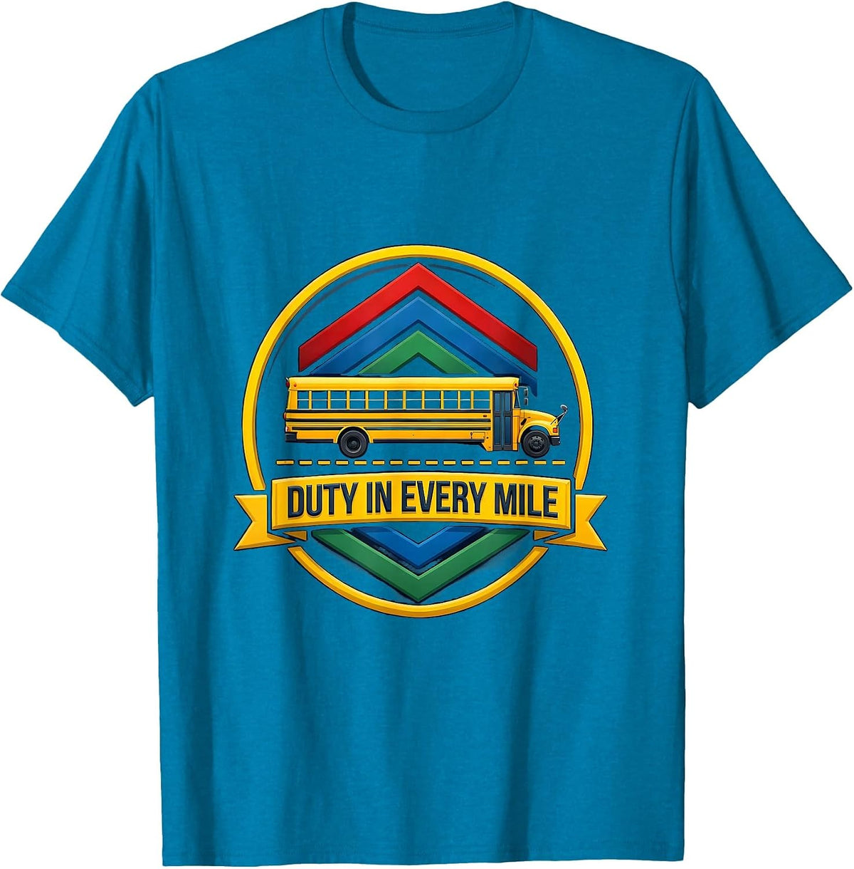 Duty In Every Mile School Bus Driver Appreciation Retro T-Shirt - Sapphire Blue