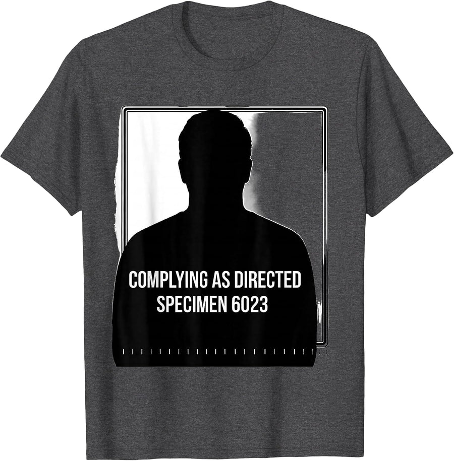 Men's Complying As Directed Specimen 6023 SCP Foundation Fan T-Shirt - Dark Heather Grey