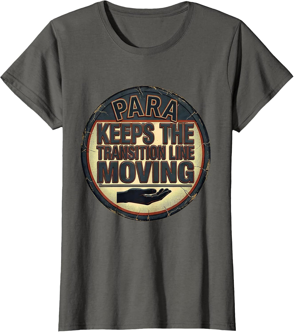 Women's PARA Keeps The Transition Line Moving Distressed T-Shirt - Asphalt Grey