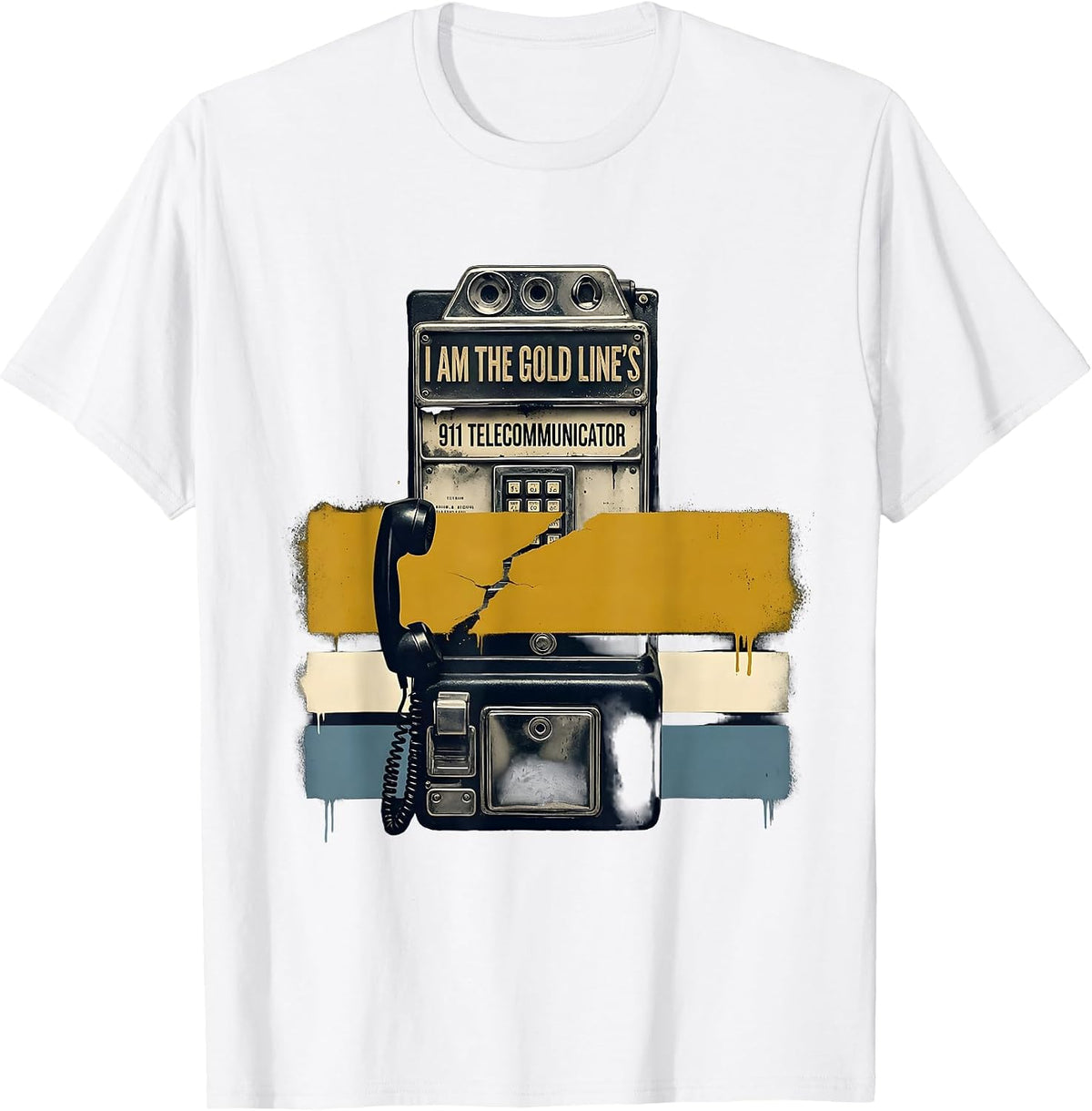 Men's I Am The Gold Line's 911 Telecommunicator Vintage T-Shirt - White