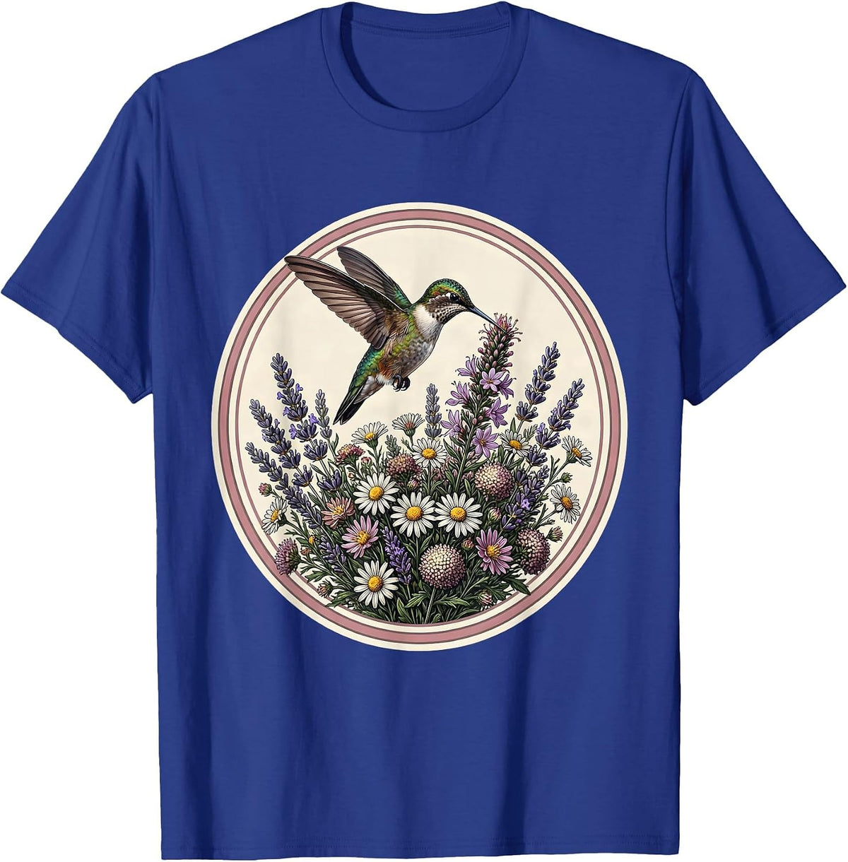 Autism Awareness Hummingbird Wildflower Bouquet T-Shirt - Royal Blue