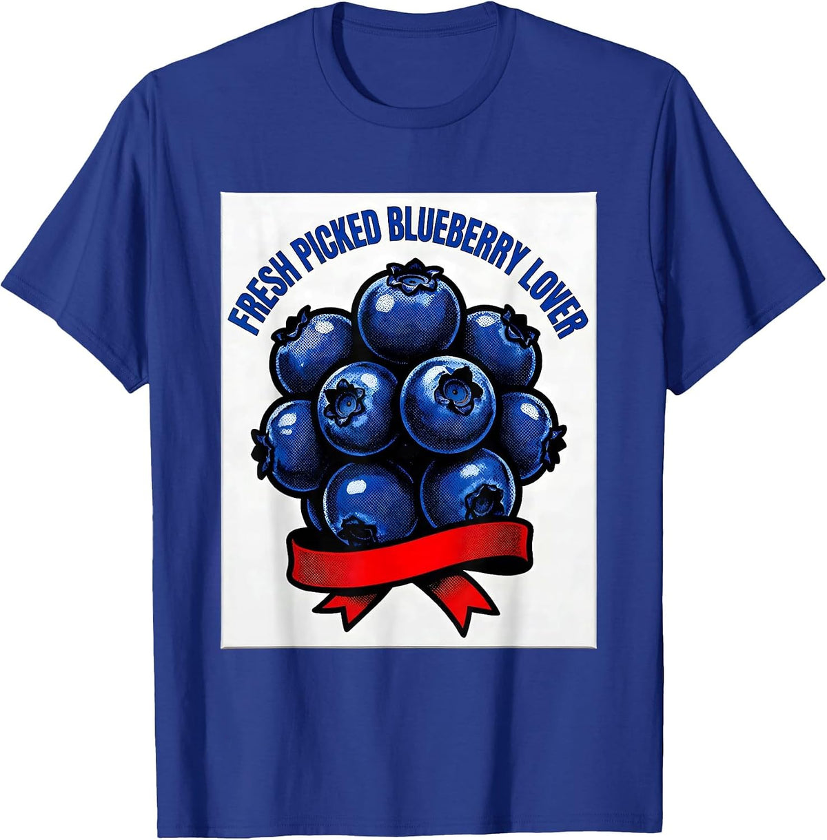 Men's Fresh Picked Blueberry Lover Red White Blue Design T-Shirt - Royal Blue