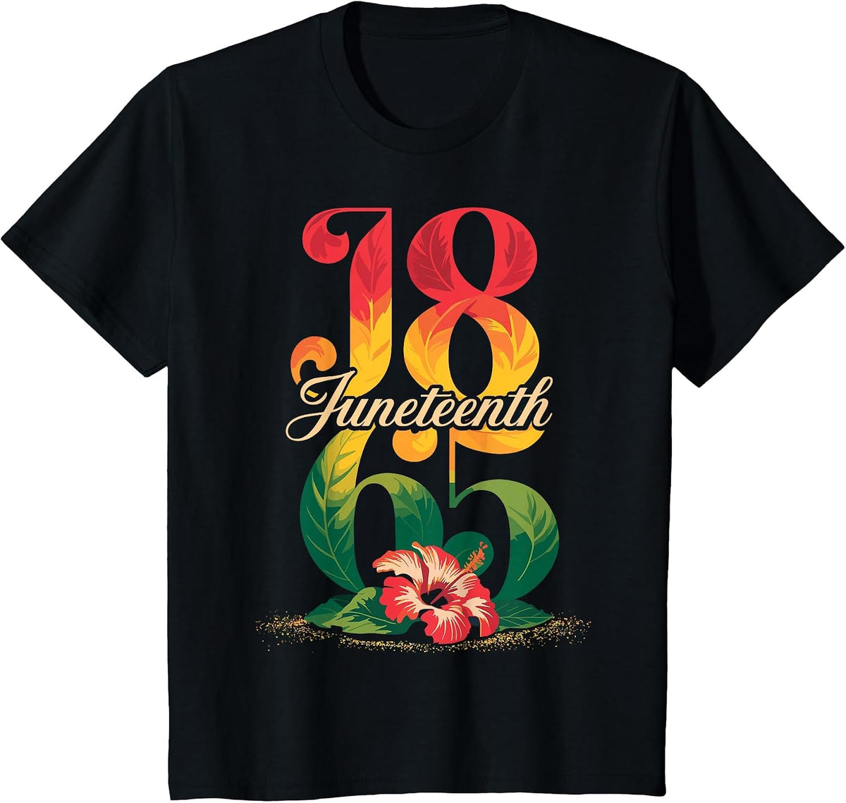 Juneteenth Black Women Flower Graphic Juneteenth 1865 Women T-Shirt - Black