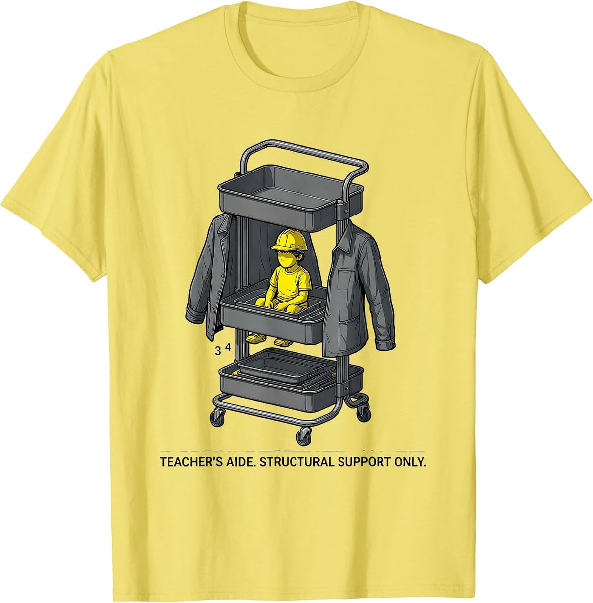 Men's Teacher's Aide Structural Support Only Teacher T-Shirt - Lemon Yellow
