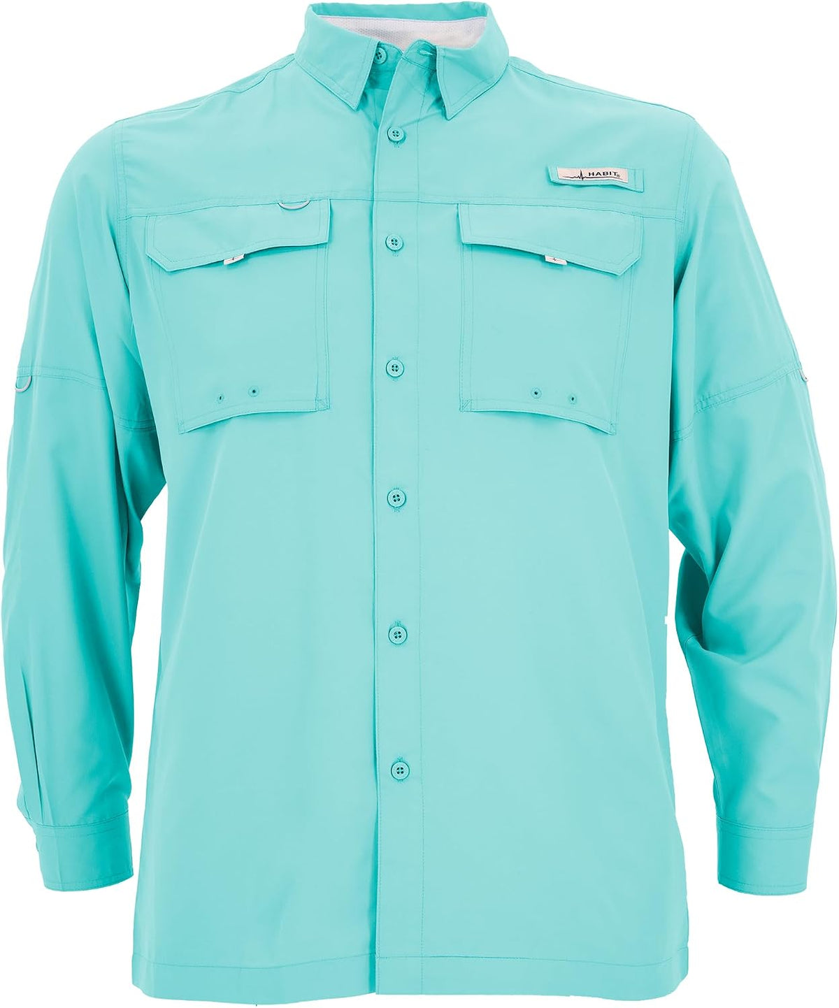 HABIT Men's Fourche Mountain Shirt Long Sleeve River Guide Fishing Shirt - UPF 40+ UV Proections - Barbados Beach-new