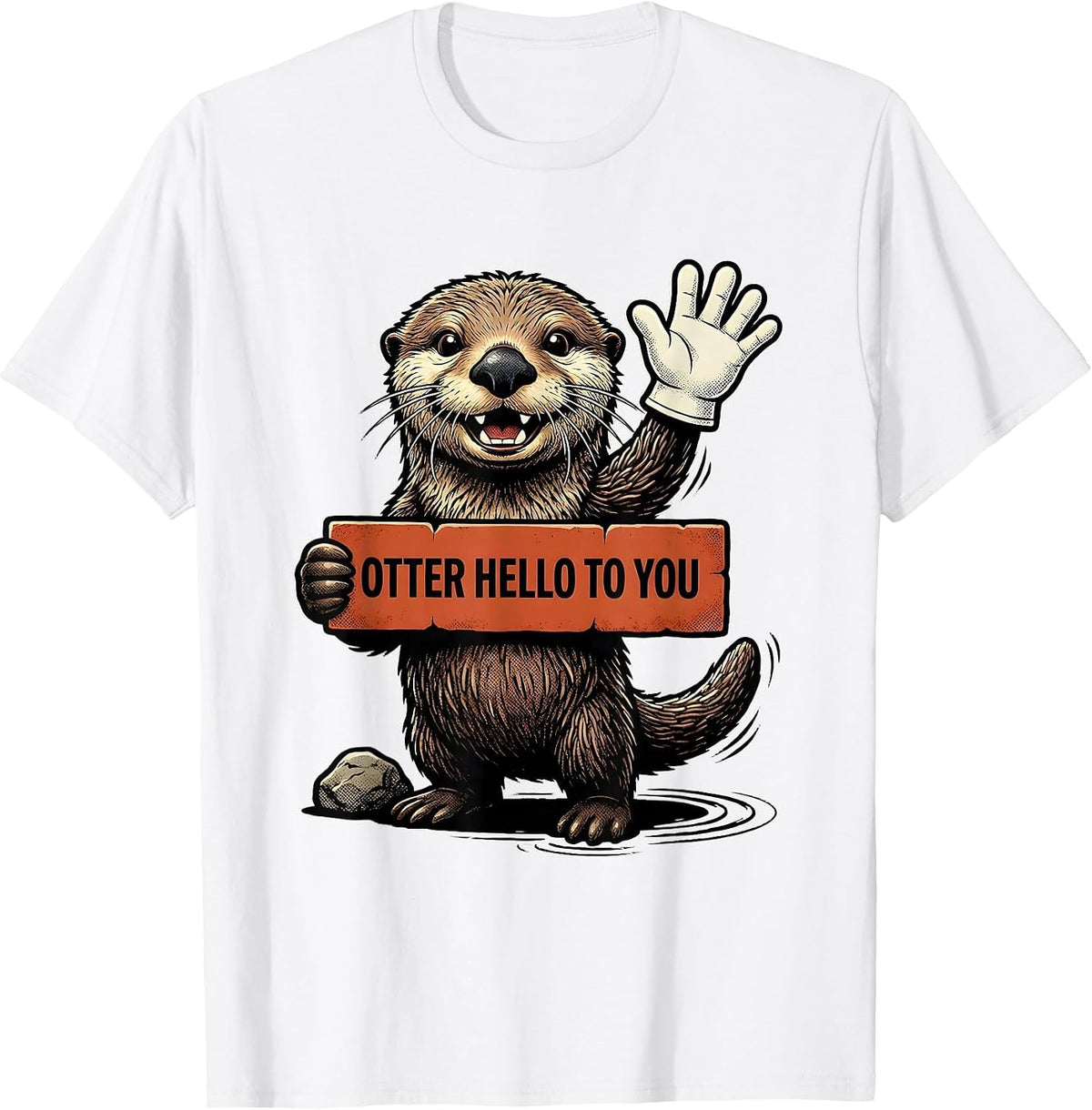 Men's Otter Hello To You Funny Sea Otter Lover Gift T-Shirt - White