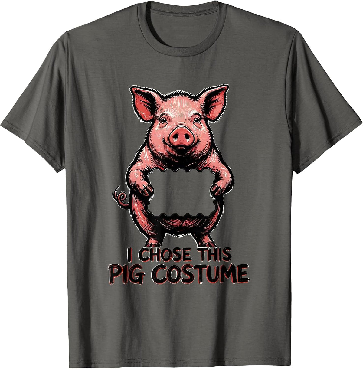 Men's I Chose This Pig Costume Funny Pig Lover Halloween T-Shirt - Asphalt Grey