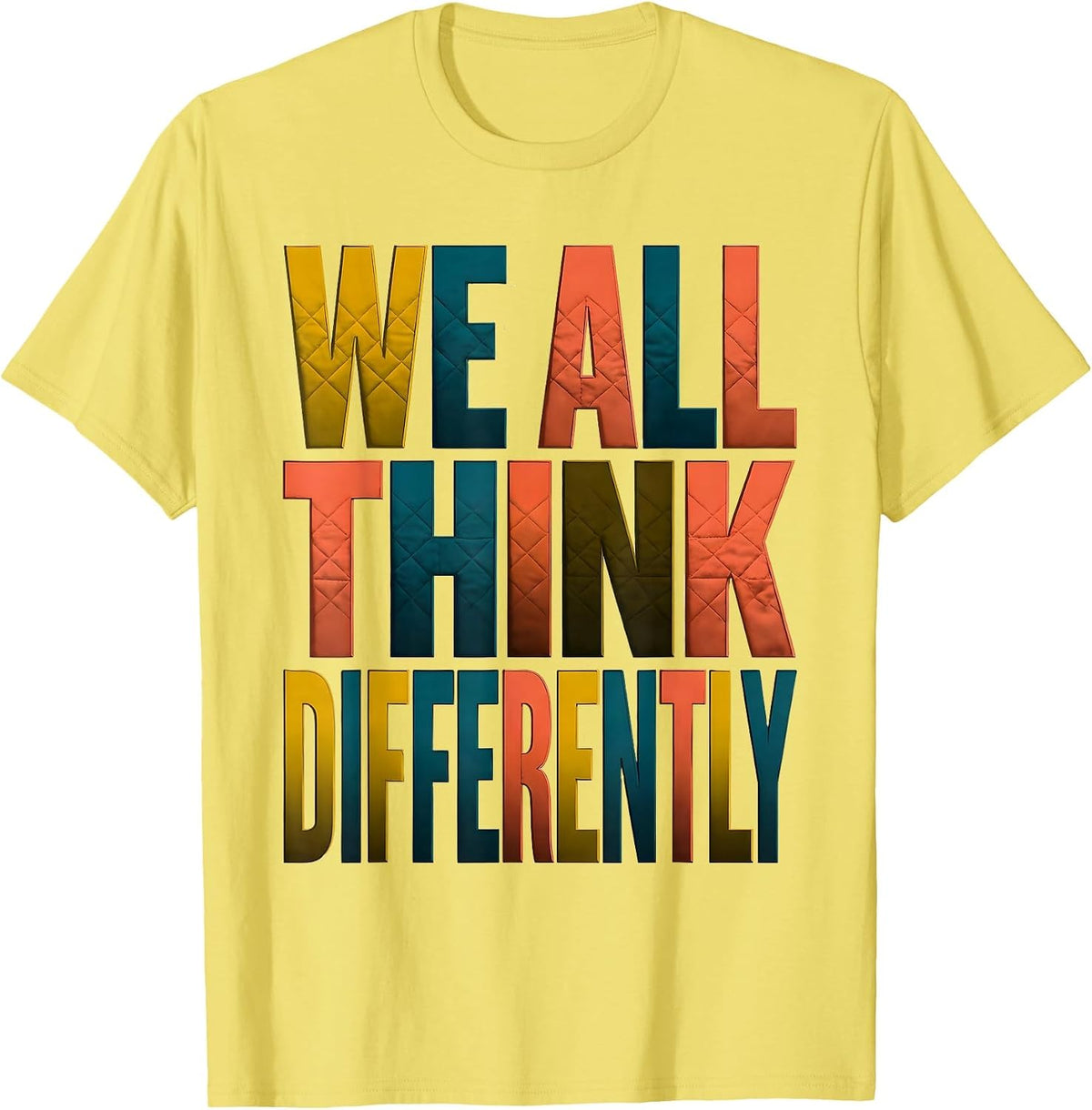 Men's We All Think Differently Autism Awareness Design T-Shirt - Lemon Yellow