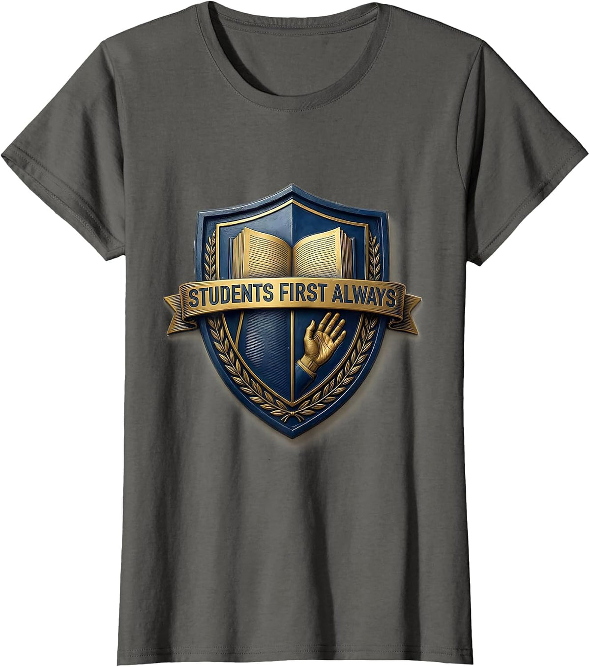 Women's Students First Always School Counselor Design T-Shirt - Asphalt Grey