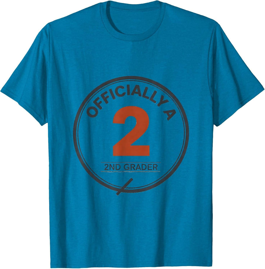 Officially A 2nd Grader Minimalist Back to School Student T-Shirt - Sapphire Blue