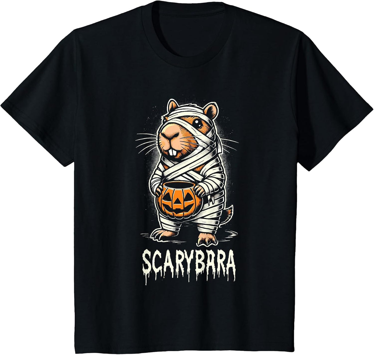 Cute Capybara Mummy Trick or Treat Halloween Funny Capybara T-Shirt - Black