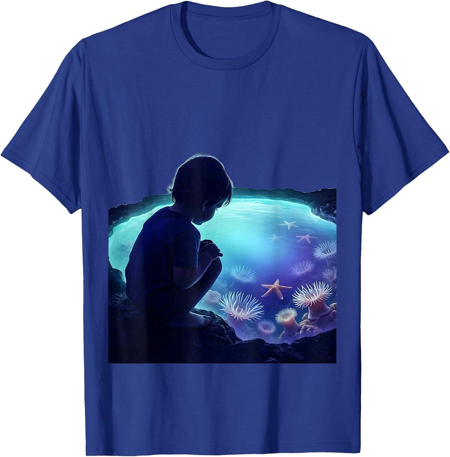 Autism Awareness Child Tide Pool Explorer Design T-Shirt - Royal Blue