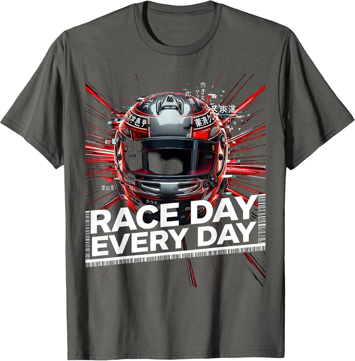 Men's Race Day Every Day Motorsport Racing Design T-Shirt - Asphalt Grey