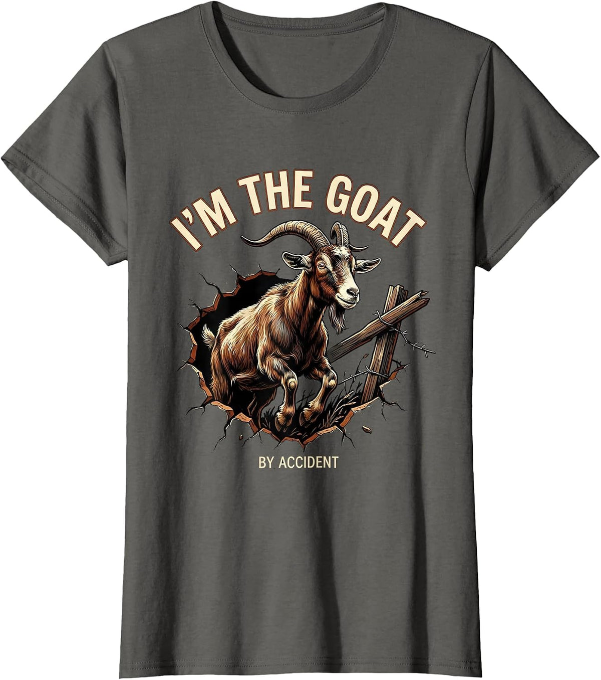 Women's I’m The GOAT By Accident Funny Goat Owner Farm Animal Humor T-Shirt - Asphalt Grey
