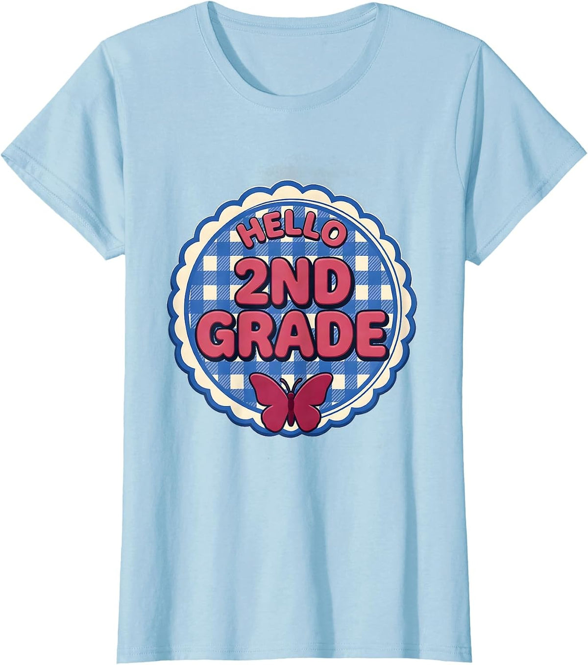 Women's Hello 2nd Grade Cute Coquette Bow Back to School Second T-Shirt - Baby Blue