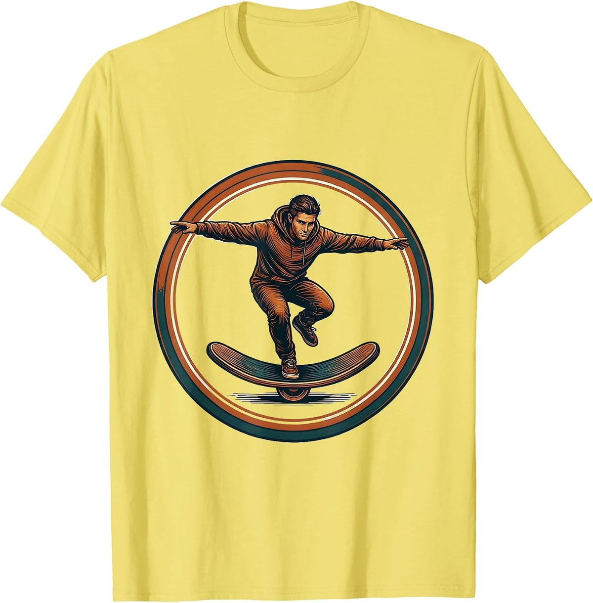 Men's Physical Therapy Balance Wobble Board Illustration T-Shirt - Lemon Yellow
