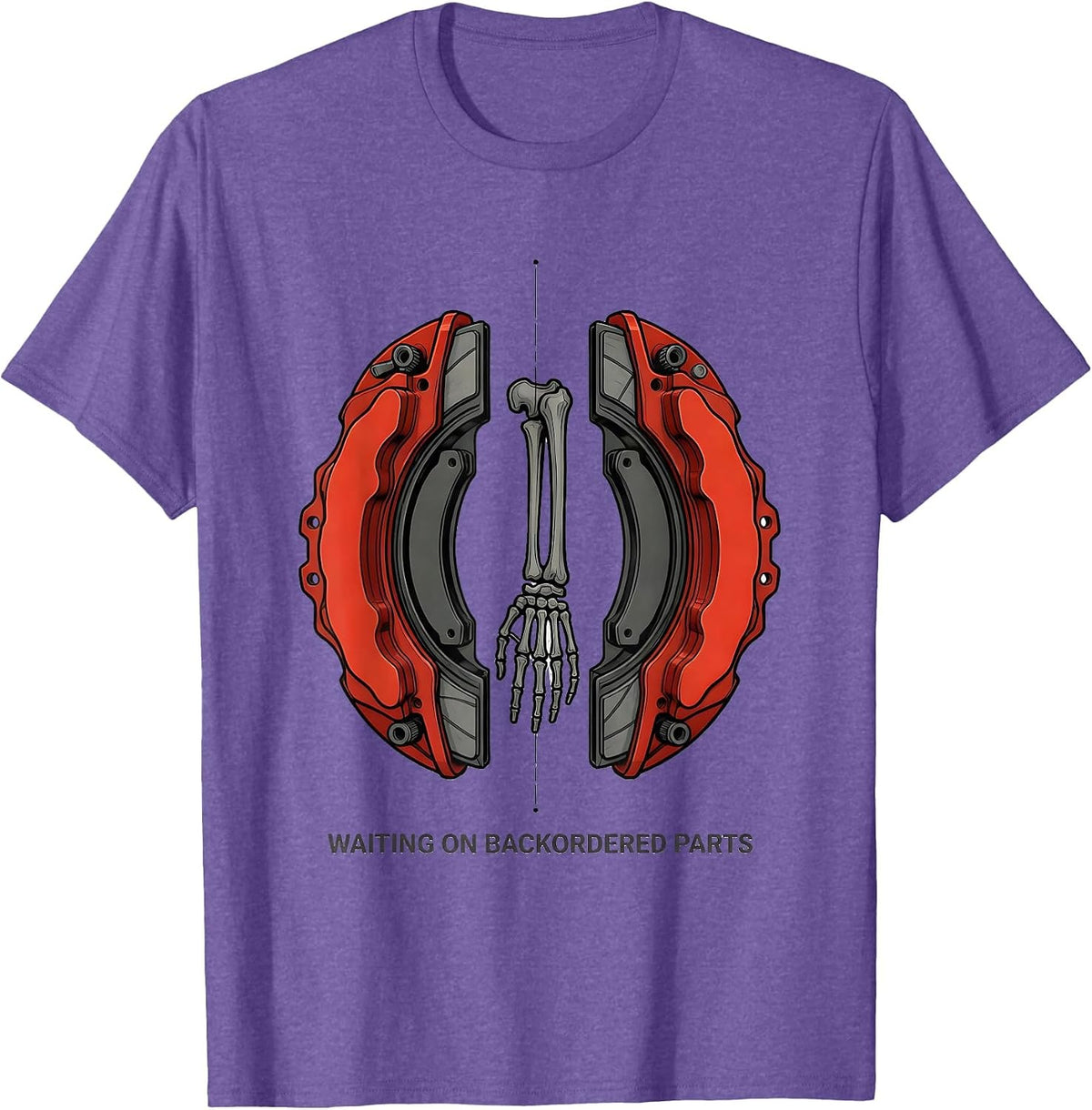 Men's Waiting On Backordered Parts Funny Mechanic Skeleton Auto T-Shirt - Purple Heather