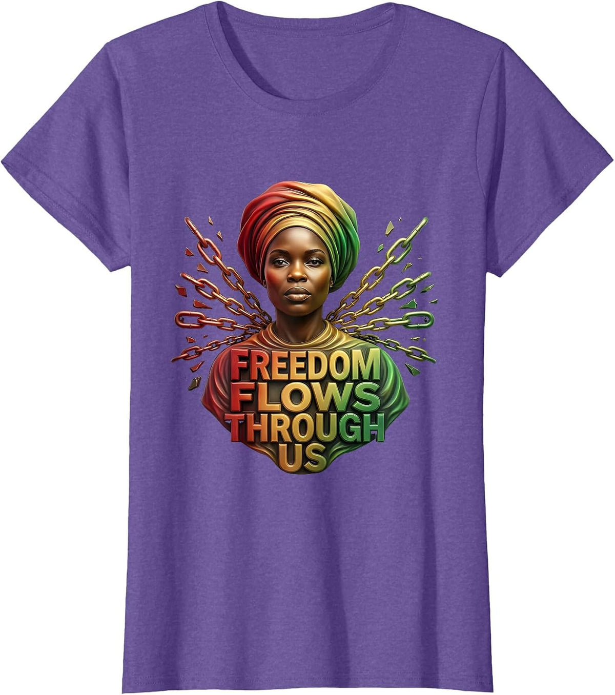 Freedom Flows Through Us Juneteenth Liberation Design T-Shirt - Purple Heather
